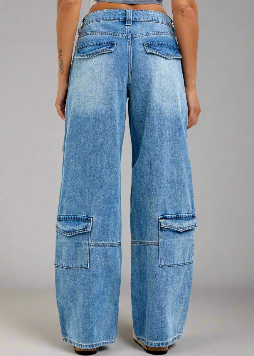 Mid Rise Skater Jean With Multiple Cargo Pockets
