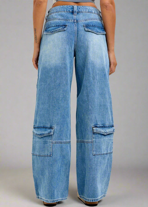 Mid Rise Skater Jean With Multiple Cargo Pockets
