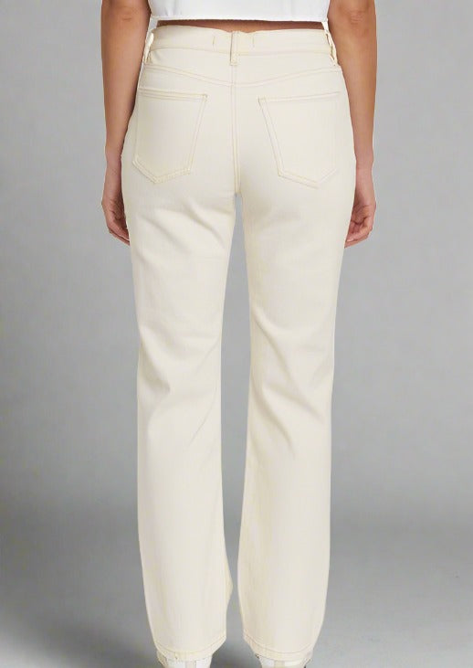 eunina high rise straight jeans distressed