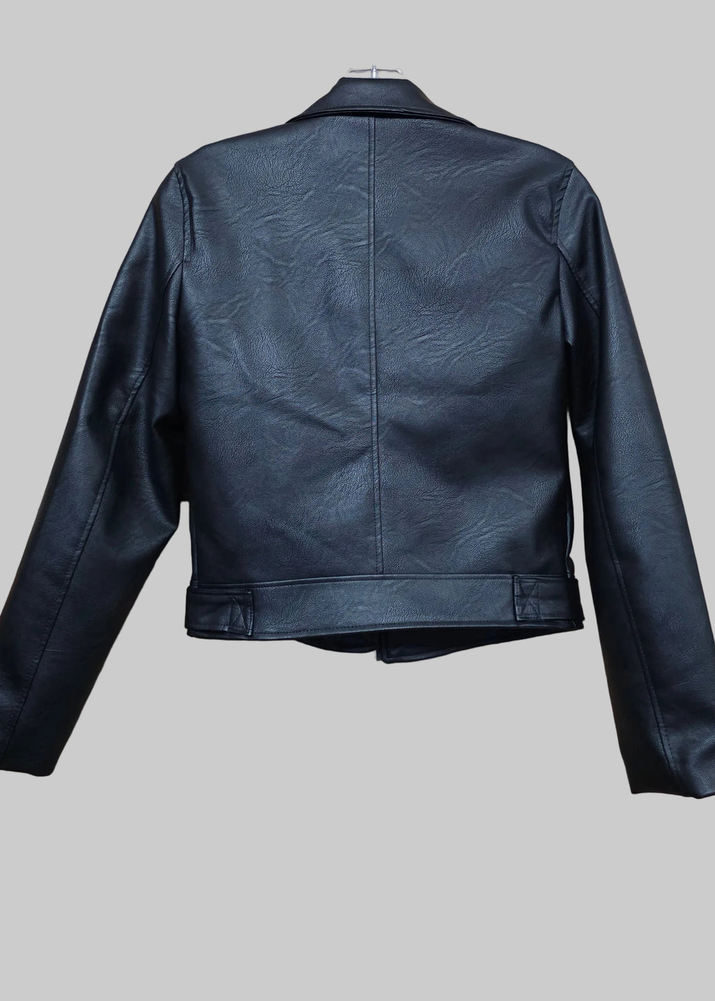 black faux leather moto jacket