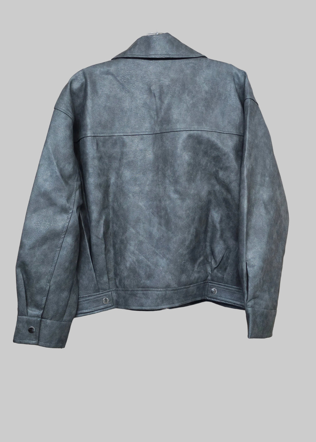 grey oversized faux leather jacket