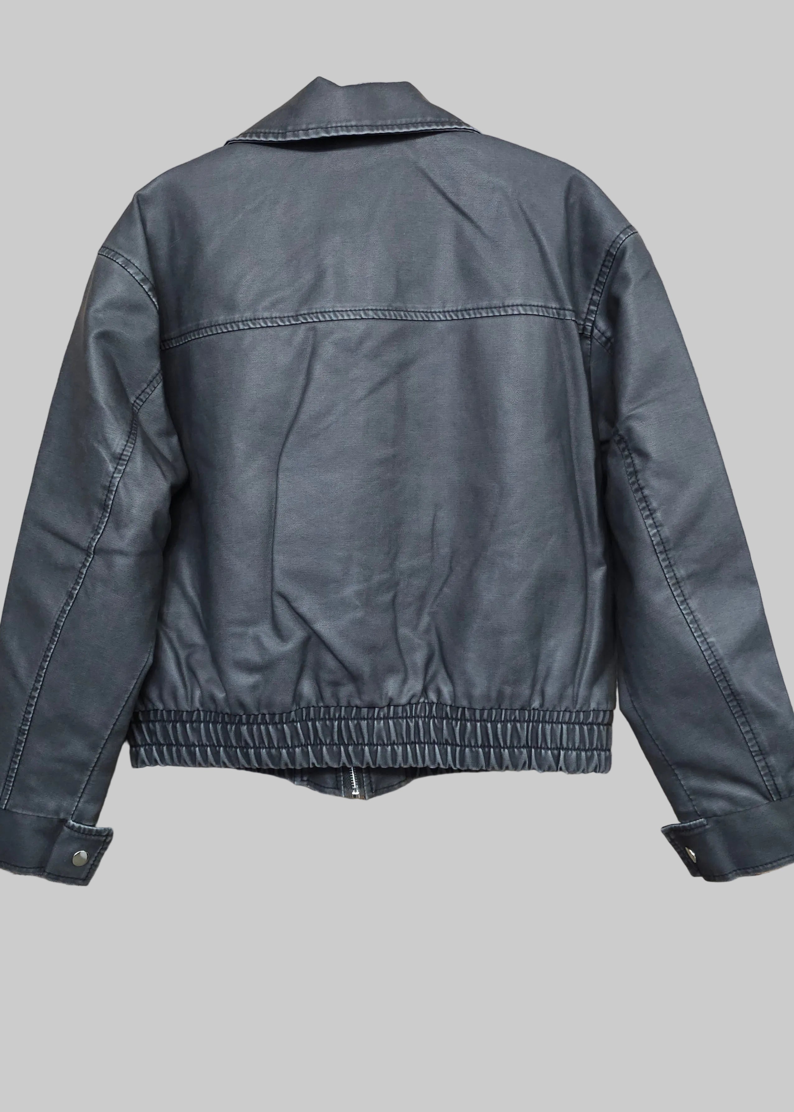 Front Zipper Faux Leather Jacket
