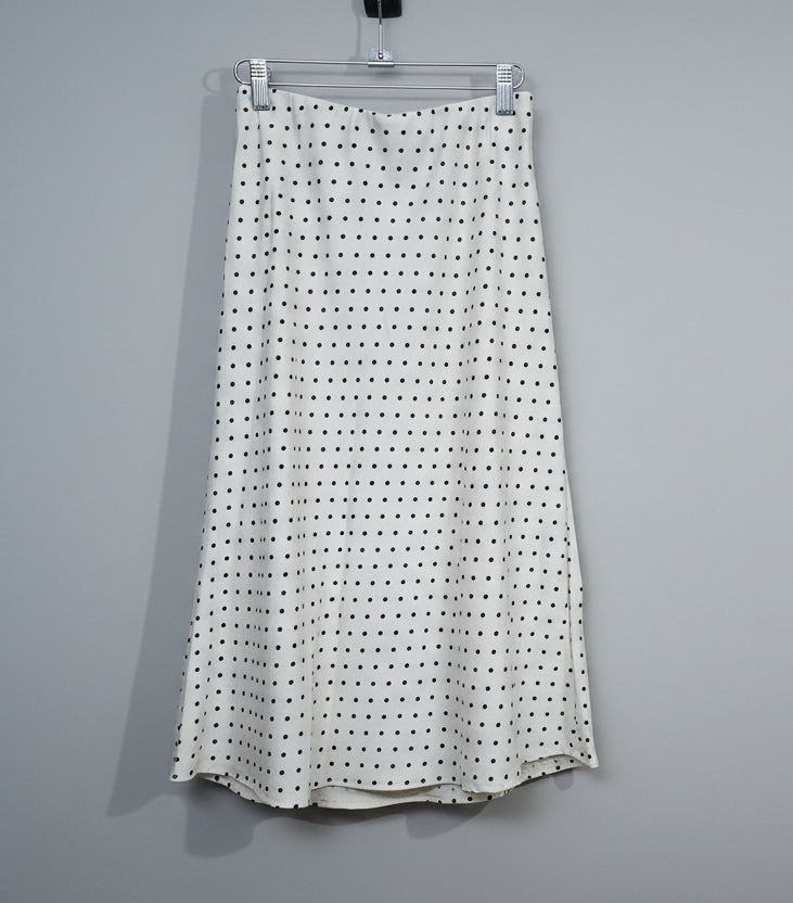 Polka Dot Print Elastic Waistband Midi Skirt