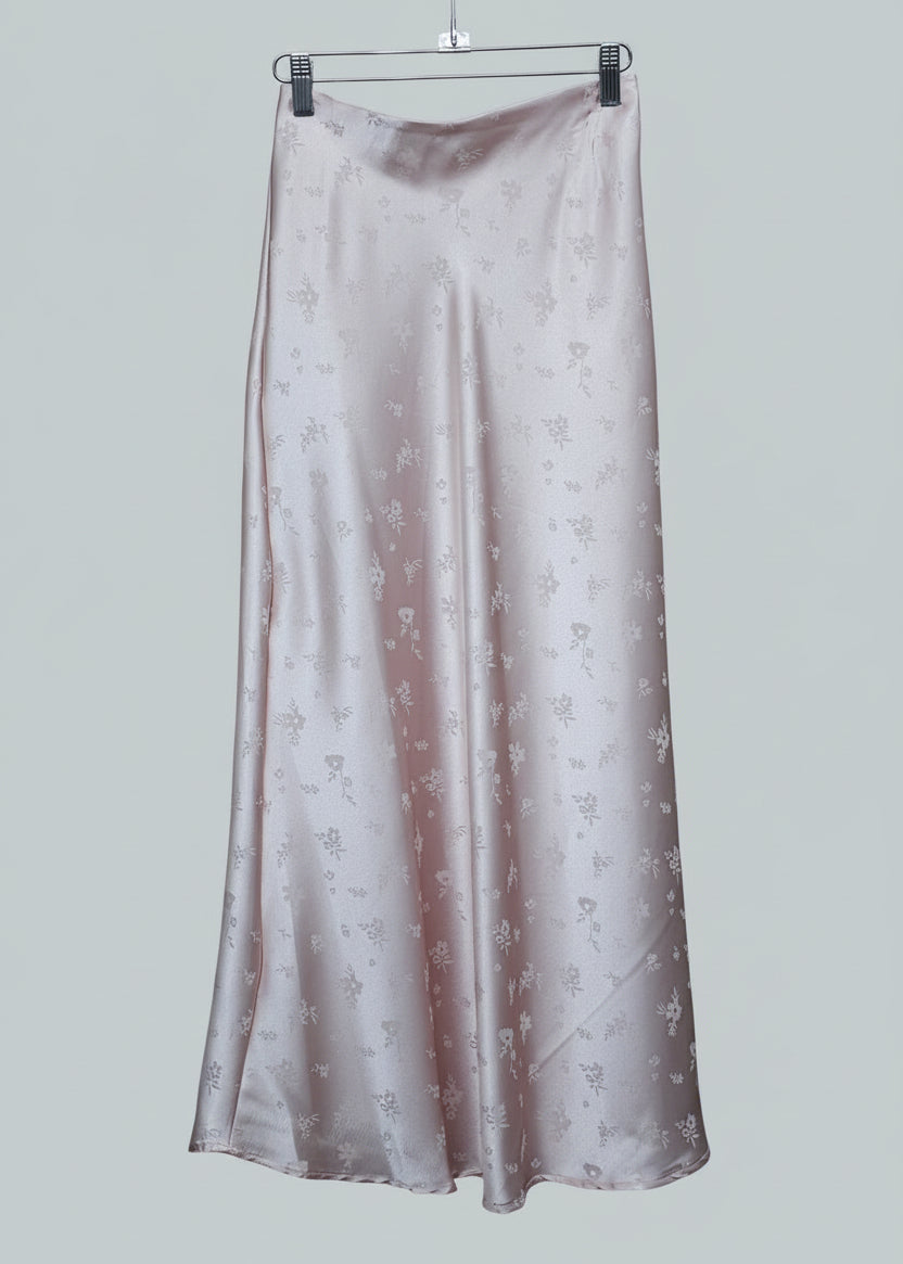 Wildflower satin pencil skirt