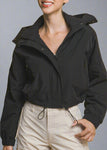 Hooded Snap-Button Jacket With Pockets