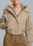 Hooded Snap-Button Jacket With Pockets