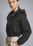 Hooded Snap-Button Jacket With Pockets