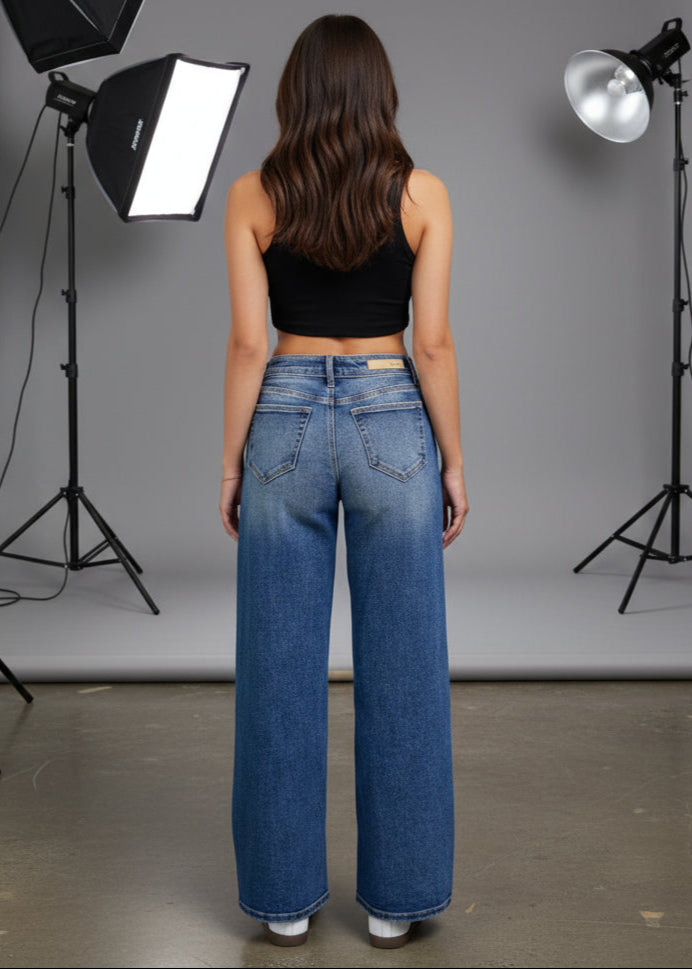 - Low-Rise Wide Leg
- Repositioned Closure
- Medium Denim
- 5 pockets
- Import
- Inseam: 32" Rise: 9 1/2"
- Model is 5'9 wearing size 3
Show Less
Fabric Contents
94% Cotton,4% Polyester,2% Spandex
