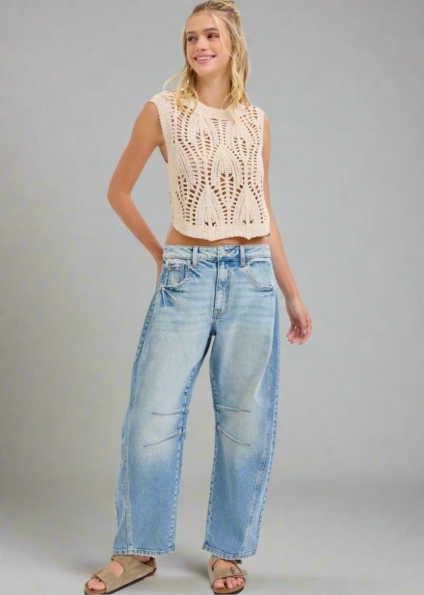 Cello mid waist barrel jeans