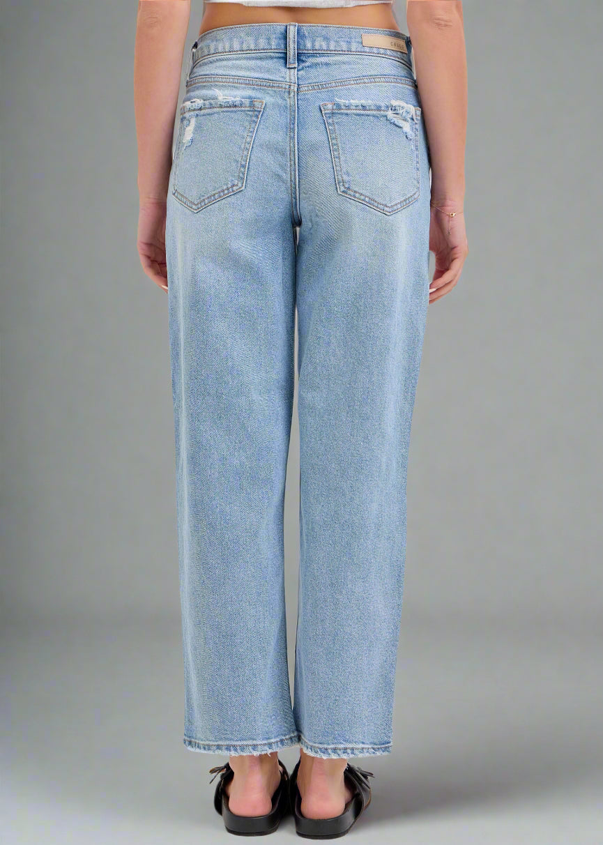 10 1/4" 
Mid Rise
Baggy Dad Jean
28" Inseam
Zipper Fly + Belt Loops 
Light Denim
Import 
FRONT RISE 10 1/4", INSEAM 28"   
Show Less
Fabric Contents
 99% Cotton, 1% Spandex