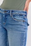 Low-Rise Super Flare
Belt loops + Zip fly
Medium denim 
Import
Rise:7 3/4" Inseam 33"
Fabric Content: 94% Cotton,4% Polyester,2% Spandex
Show Less
Fabric Contents
 94% Cotton,4% Polyester,2% Spandex
