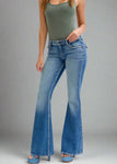 Low-Rise Super Flare
Belt loops + Zip fly
Medium denim 
Import
Rise:7 3/4" Inseam 33"
Fabric Content: 94% Cotton,4% Polyester,2% Spandex
Show Less
Fabric Contents
 94% Cotton,4% Polyester,2% Spandex
