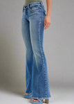 Low-Rise Super Flare
Belt loops + Zip fly
Medium denim 
Import
Rise:7 3/4" Inseam 33"
Fabric Content: 94% Cotton,4% Polyester,2% Spandex
Show Less
Fabric Contents
 94% Cotton,4% Polyester,2% Spandex
