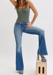Low-Rise Super Flare
Belt loops + Zip fly
Medium denim 
Import
Rise:7 3/4" Inseam 33"
Fabric Content: 94% Cotton,4% Polyester,2% Spandex
Show Less
Fabric Contents
 94% Cotton,4% Polyester,2% Spandex
