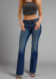 
Mid-rise bootcut
Flap back pockets
Belt loops + Zip fly
Dark denim 
Import
Front Rise: 9" Inseam 32"
Fabric Content: 93% Cotton, 6% Polyester, 1% Spandex
Show Less
Fabric Contents
93% Cotton, 6% Polyester, 1% Spandex
