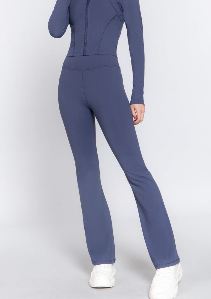 Waist Band Flare Pants. Enjoy the smoothing effects of the double-layer waistband, complete with no top seam