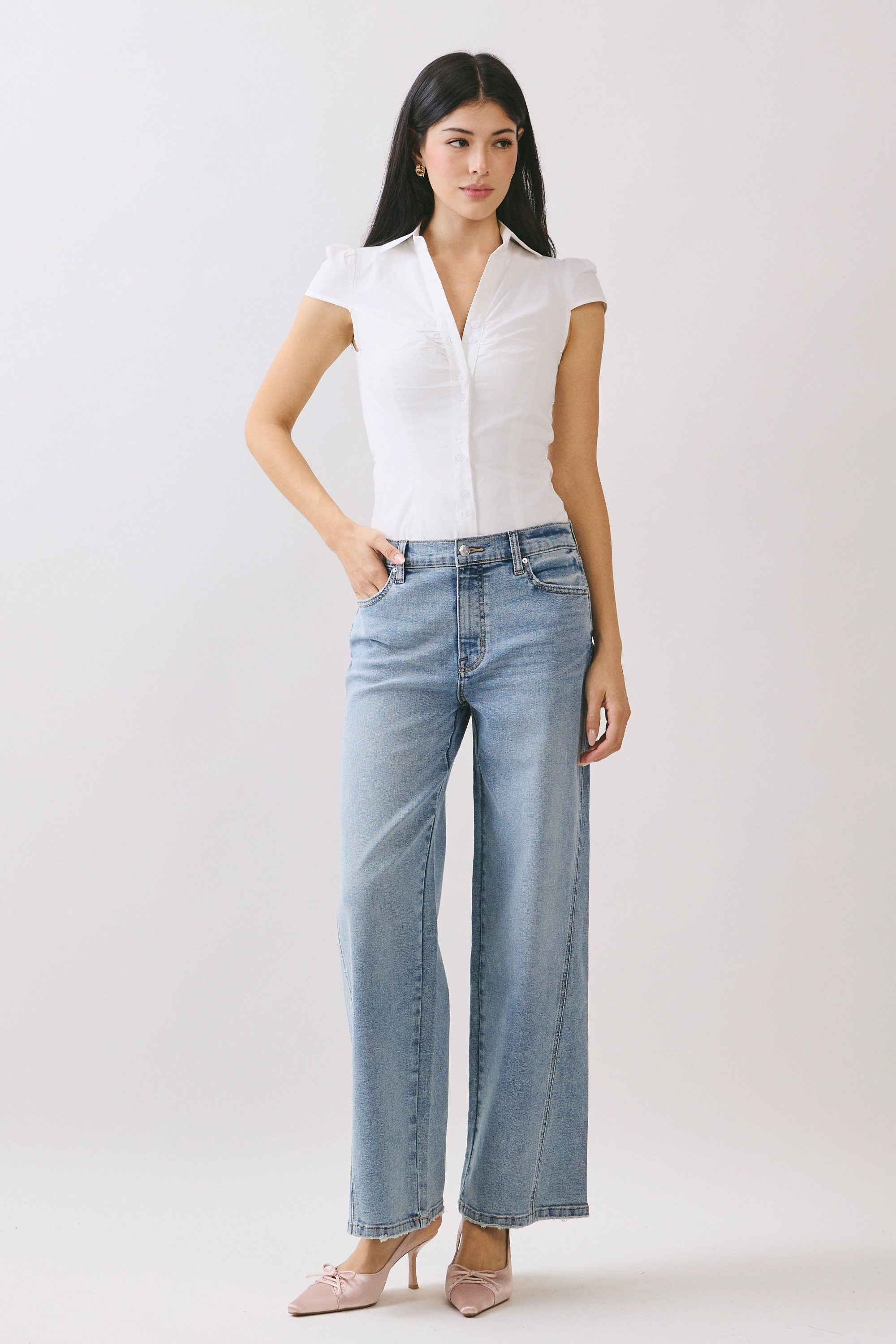 Eunina Lindz High Rise Wide Leg W/ Forward Seam